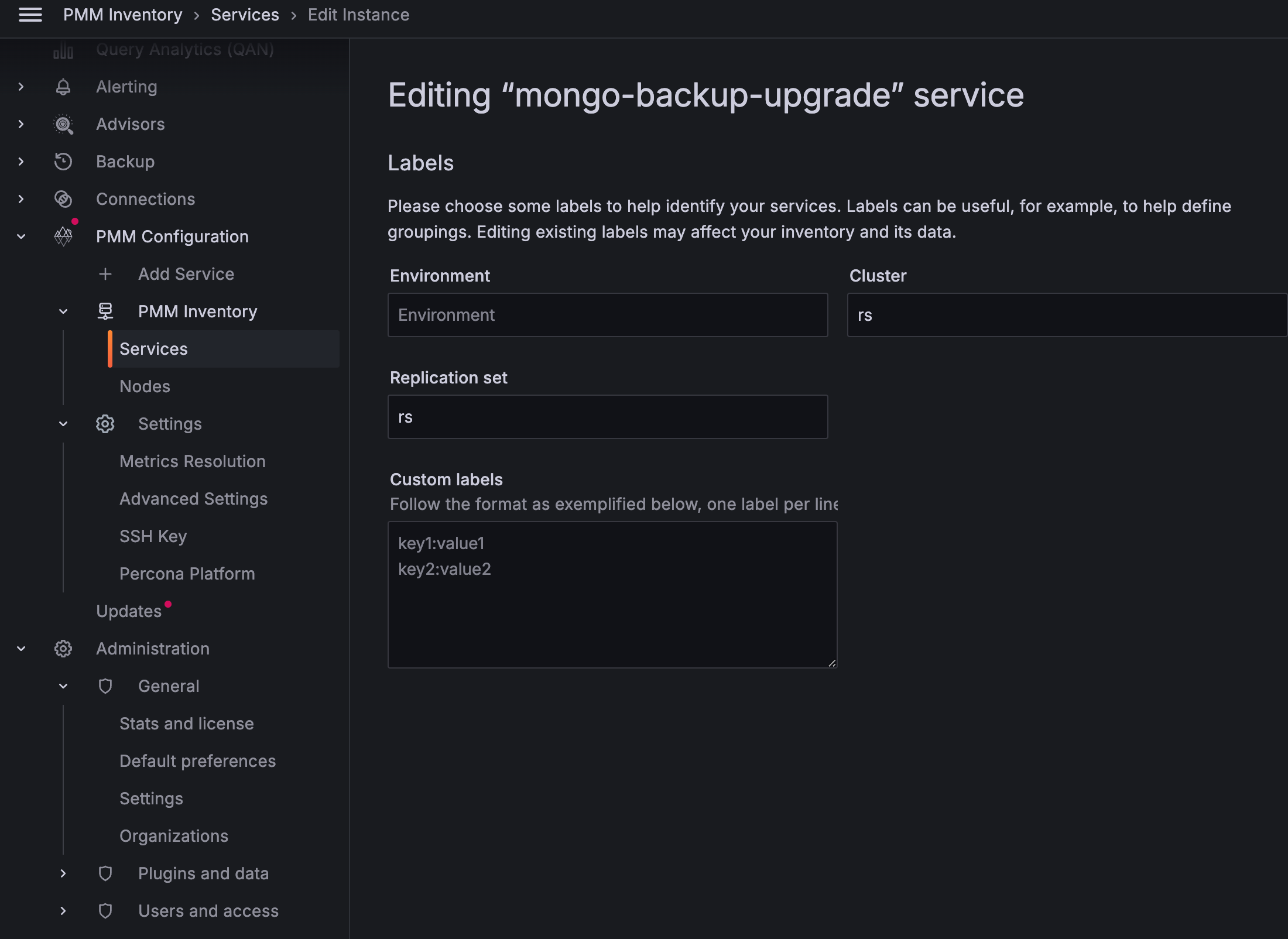 PMM - editing labels